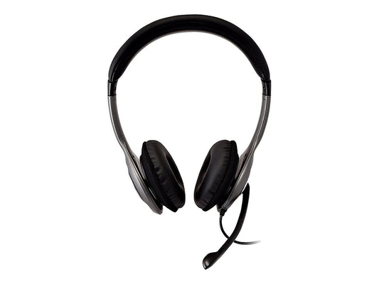 V7 HU521 Deluxe USB Stereo Headphones with Microphone - Black & Grey