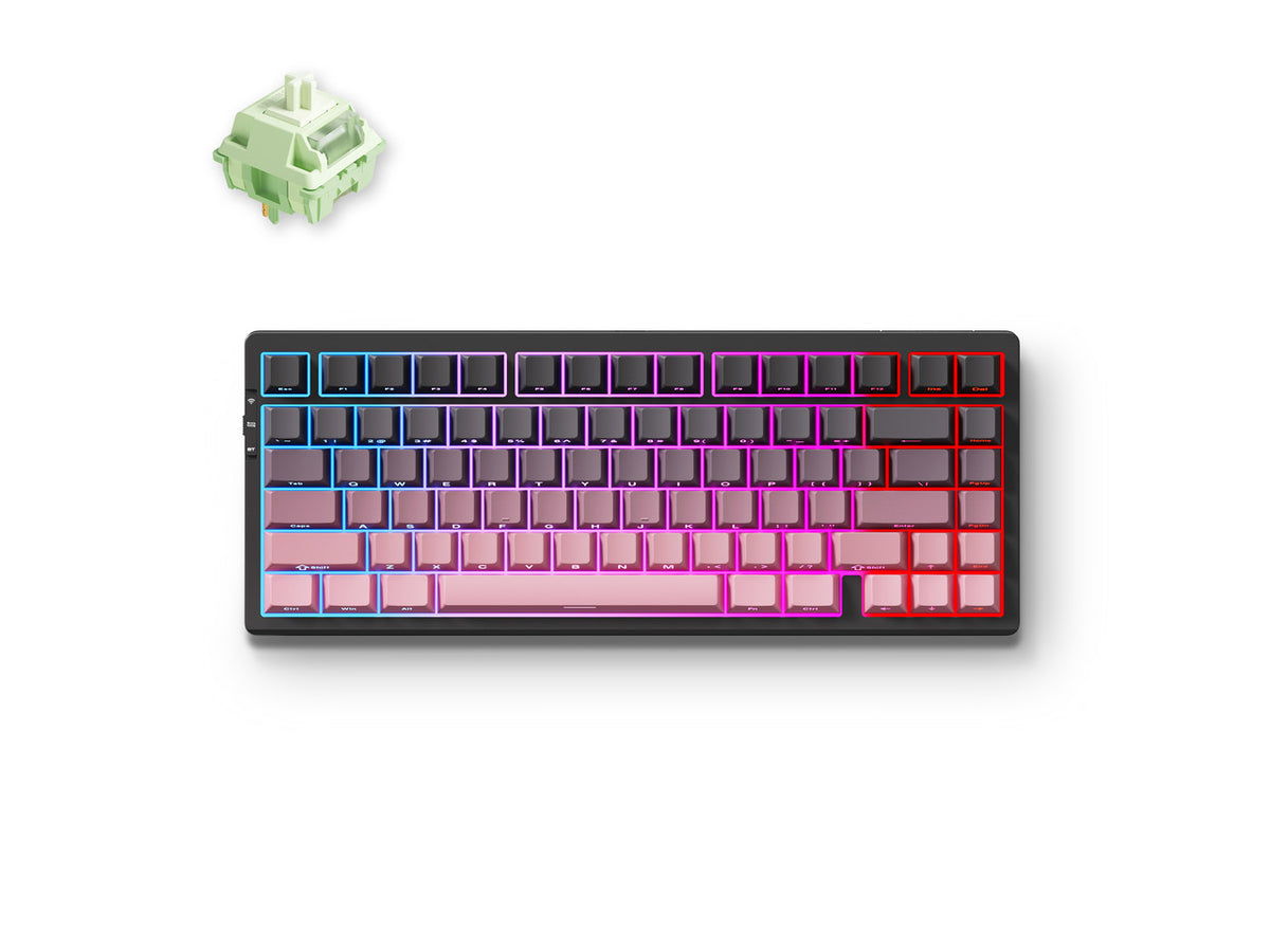 MCHOSE G75-16A mechanical keyboard in black and pink view from top