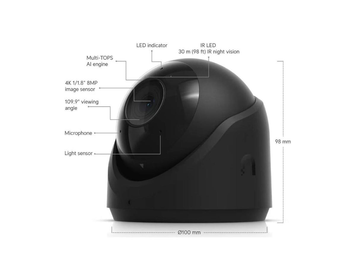 Front lens view of the UniFi G6 4K outdoor network surveillance camera