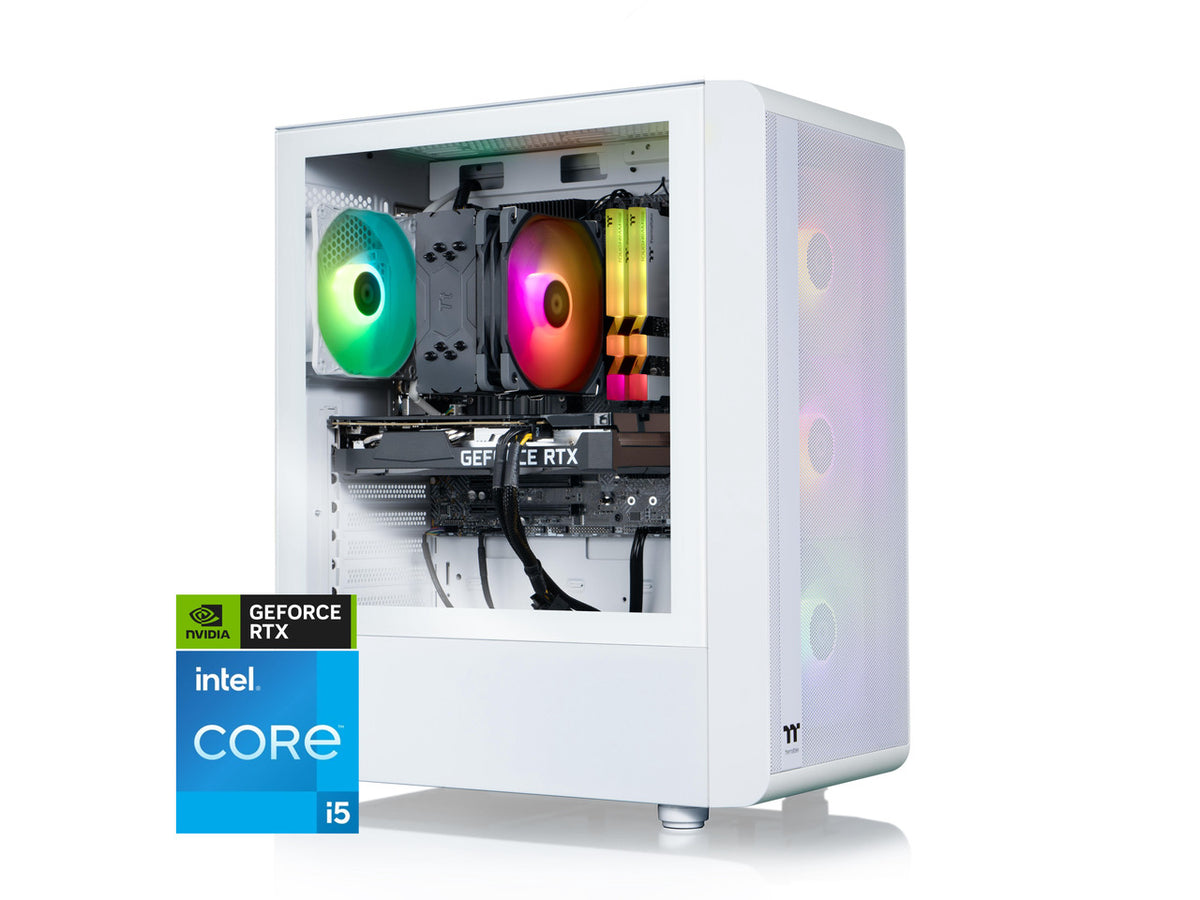 Thermaltake Gaming Desktop front view featuring Intel i5-14400F and RTX 3050