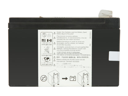 Side angle view of the APC RBC2 lead-acid battery cartridge