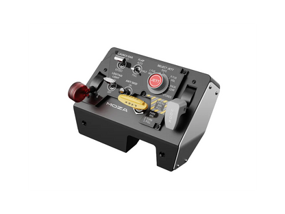 Close up of Moza Racing MTLP flight simulation button switches