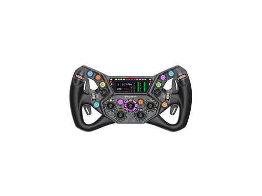 Front view of the Moza Racing KS Pro sim racing steering wheel in black
