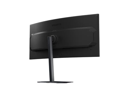 Side profile showing deep curve and slim bezel, Gigabyte G34WQC2 34-inch ultrawide gaming monitor