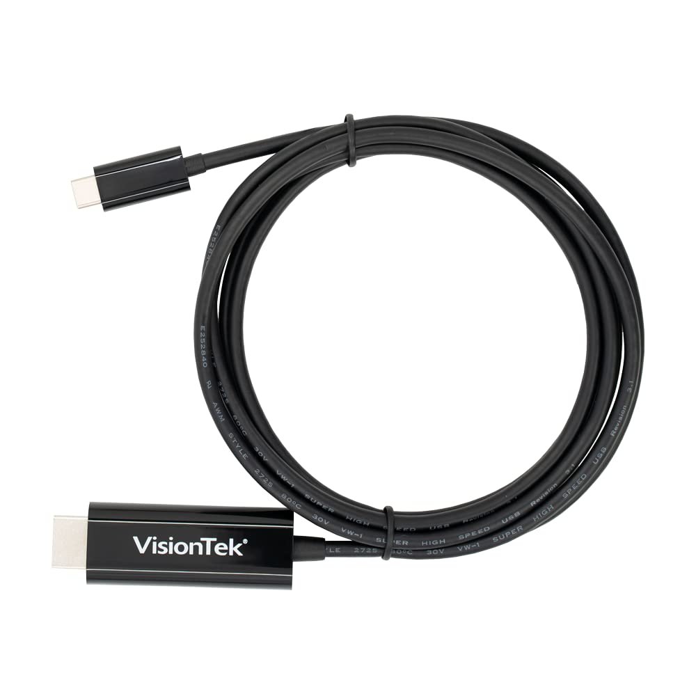 VisionTek 901219 6 Feet USB C/Thunderbolt 3 to HDMI 2.0 Cable - Black