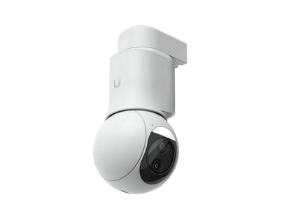 Side profile of Ubiquiti G6 PTZ camera white with mounting bracket and cable port