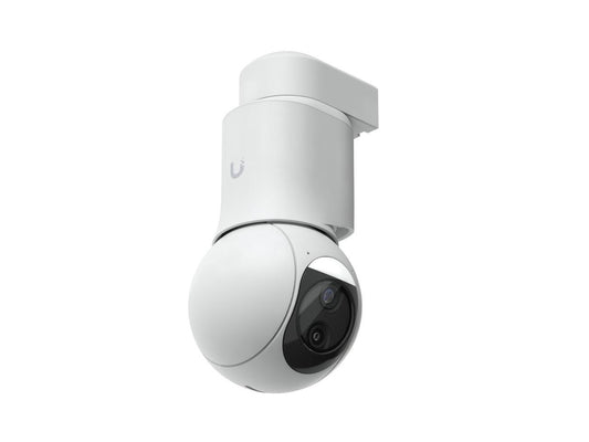 Side profile of Ubiquiti G6 PTZ camera white with mounting bracket and cable port
