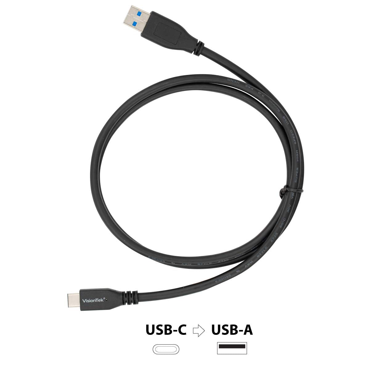 VisionTek 900826 Black USB 3.1 Type C to Type A Cable 1 Meter (M/M)