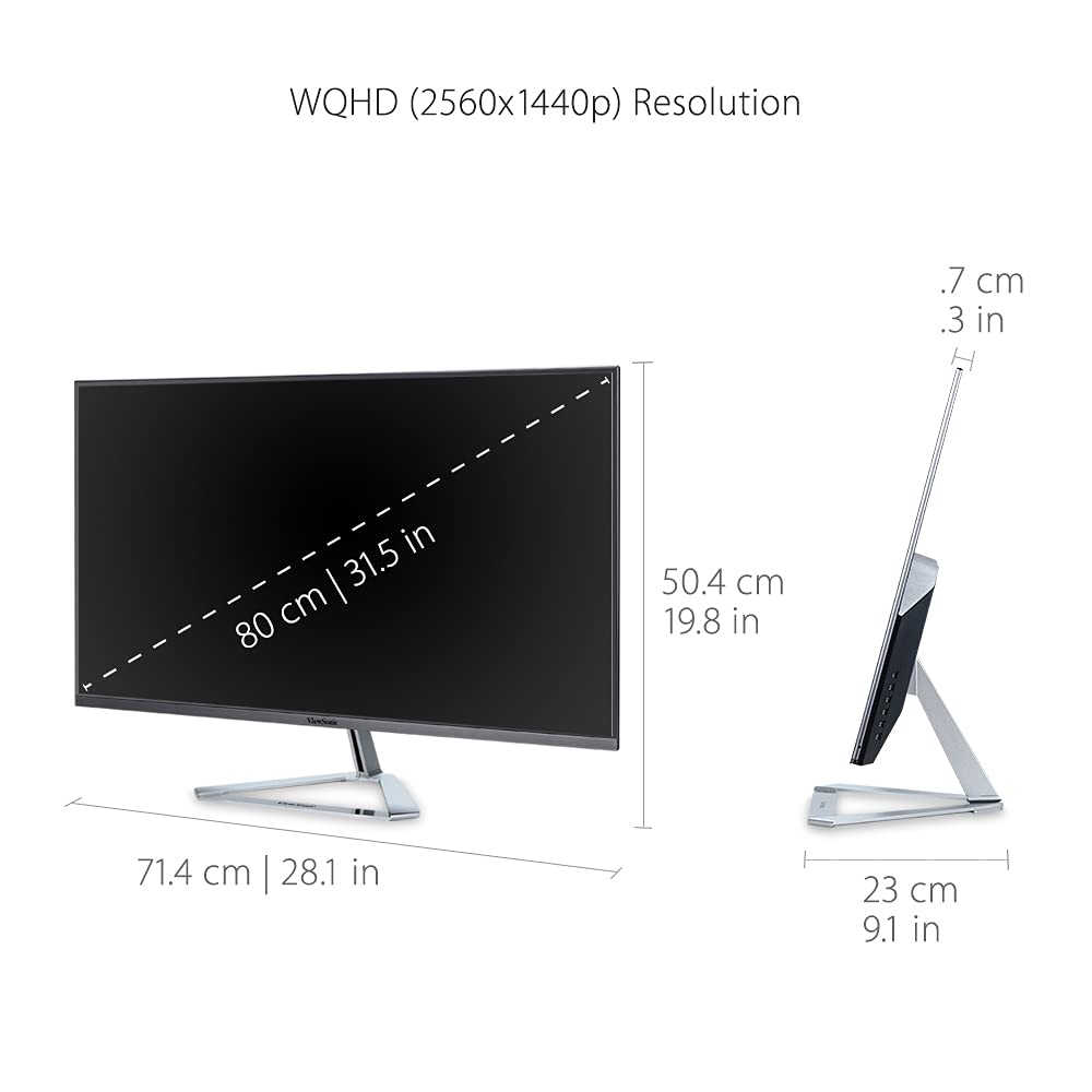 ViewSonic VX3276-2K-MHD 32 Inch Frameless Widescreen IPS 1440p Monitor with HDMI