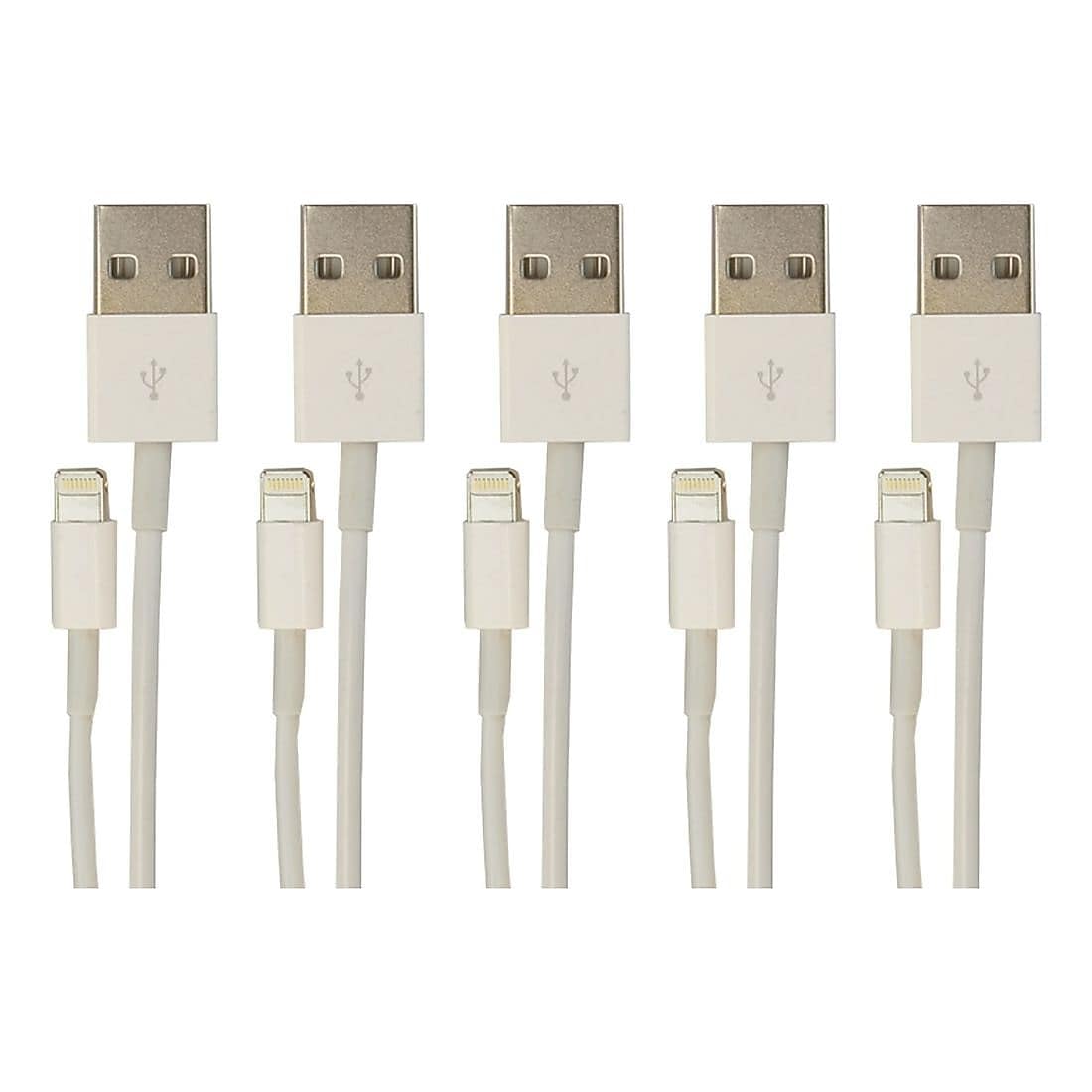 VisionTek 900759 3.3 ft. White Lightning to USB White 1 Meter Cable - 5 Pack