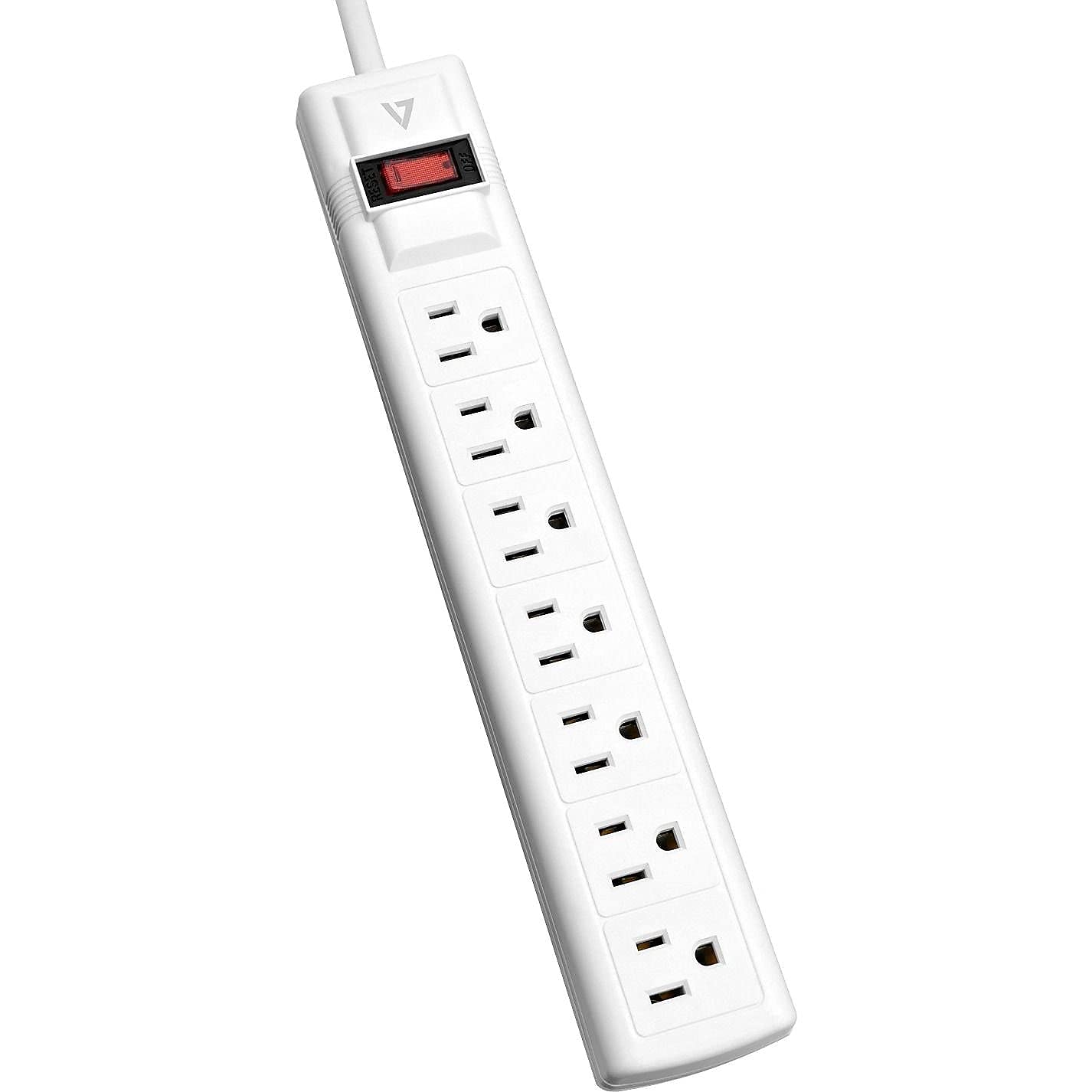 V7 SA0712W-9N6 7-Outlet Surge Protector, 12 Feet cord, 1050 Joules - White