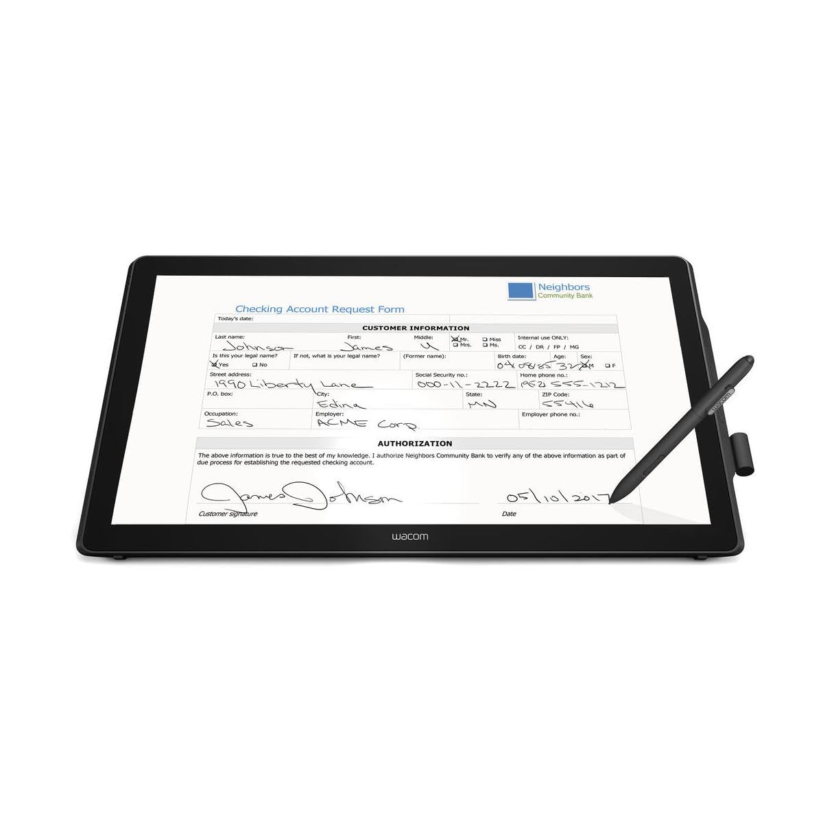 Wacom DTK-2451 24" Full HD Interactive Pen Display for Electronic Signature