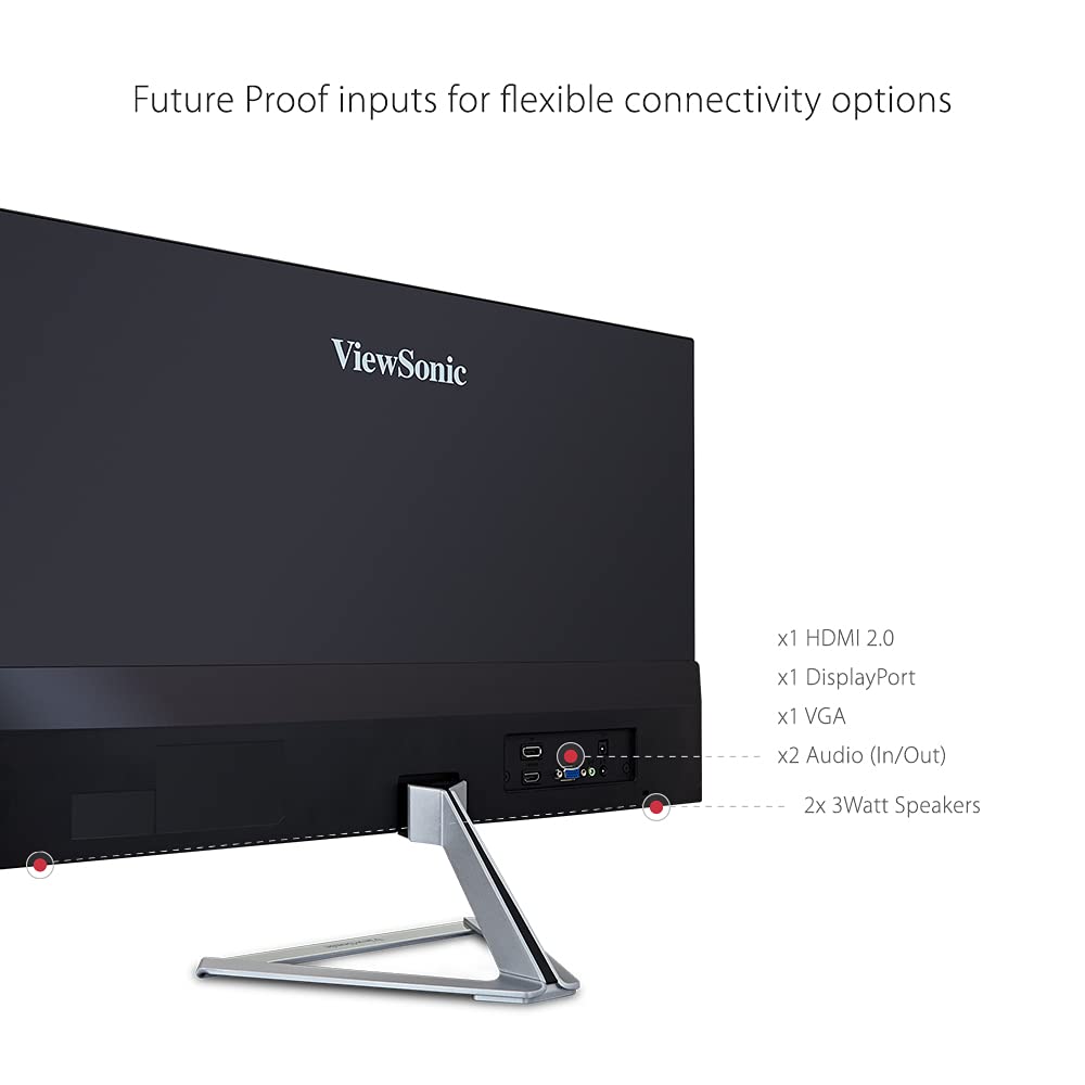 ViewSonic VX2476-SMHD 24 Inch 1080p Frameless Widescreen IPS Monitor with HDMI