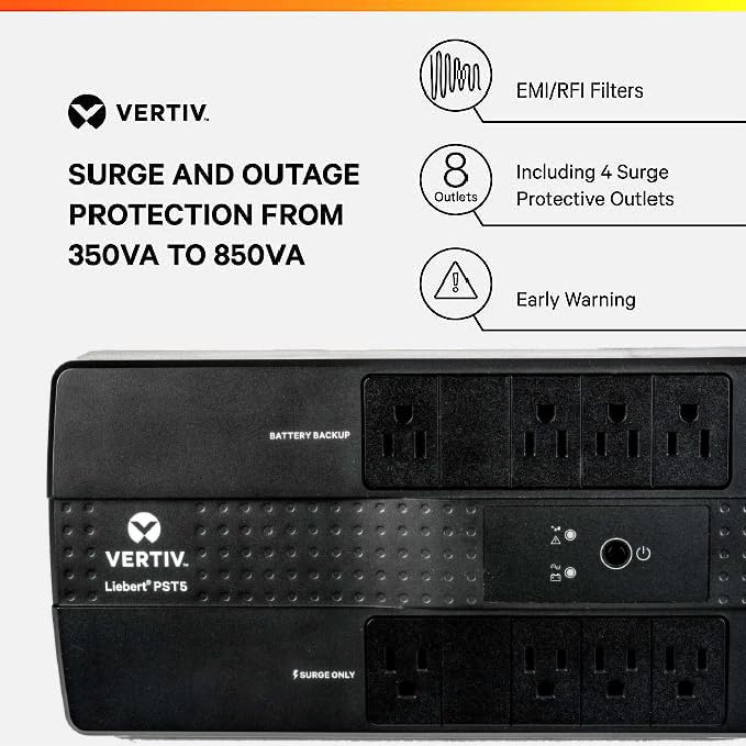 Vertiv Liebert PST5 UPS - 500 VA / 300W 120V | Battery Backup & Surge Protection