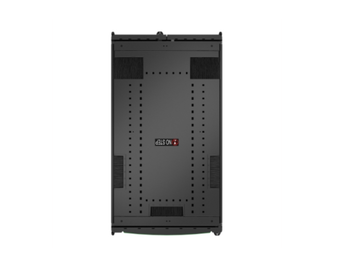 Side profile of APC NetShelter SX 42U server rack with side panels attached