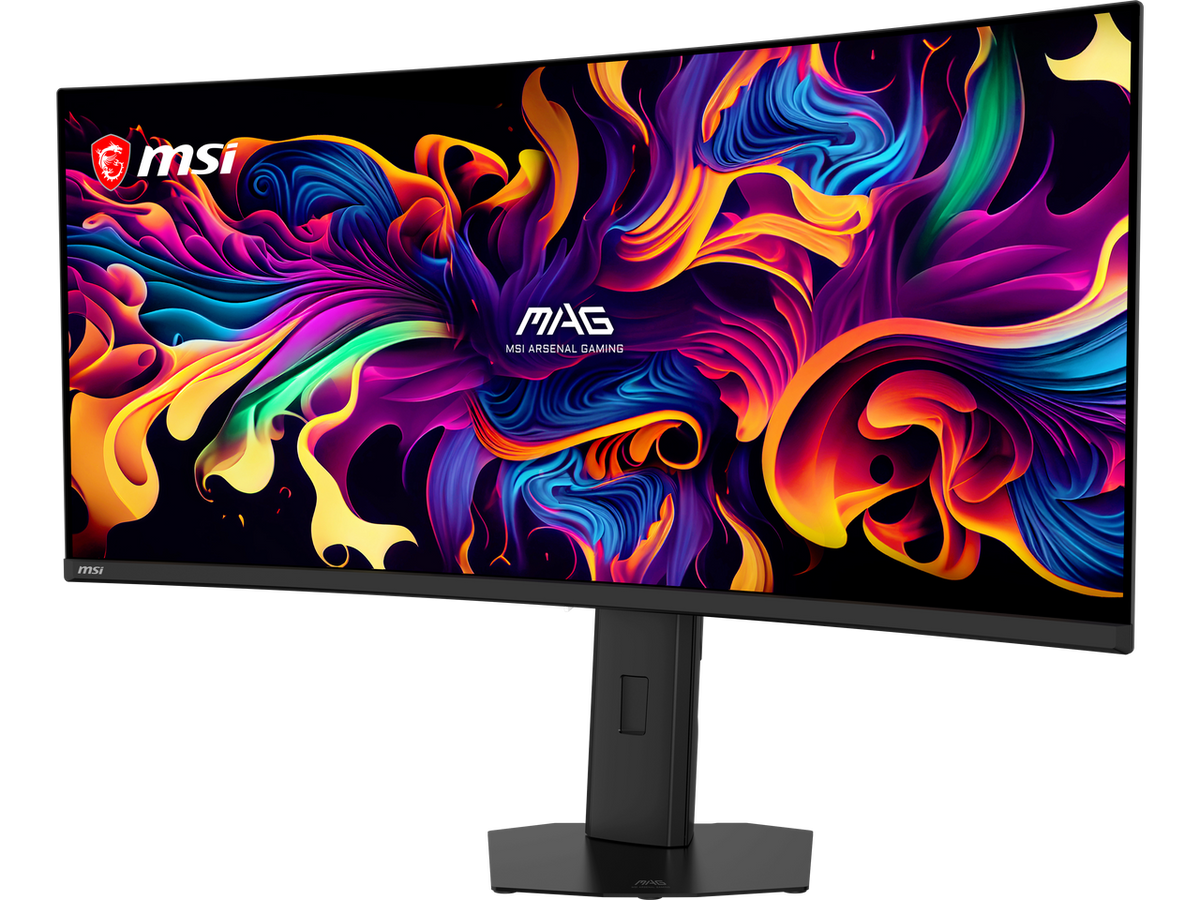 Close up of MSI MAG 341CQP display panel showing color vibrancy
