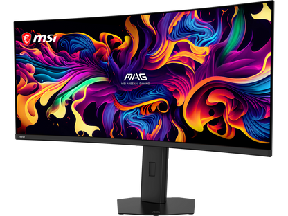 Close up of MSI MAG 341CQP display panel showing color vibrancy