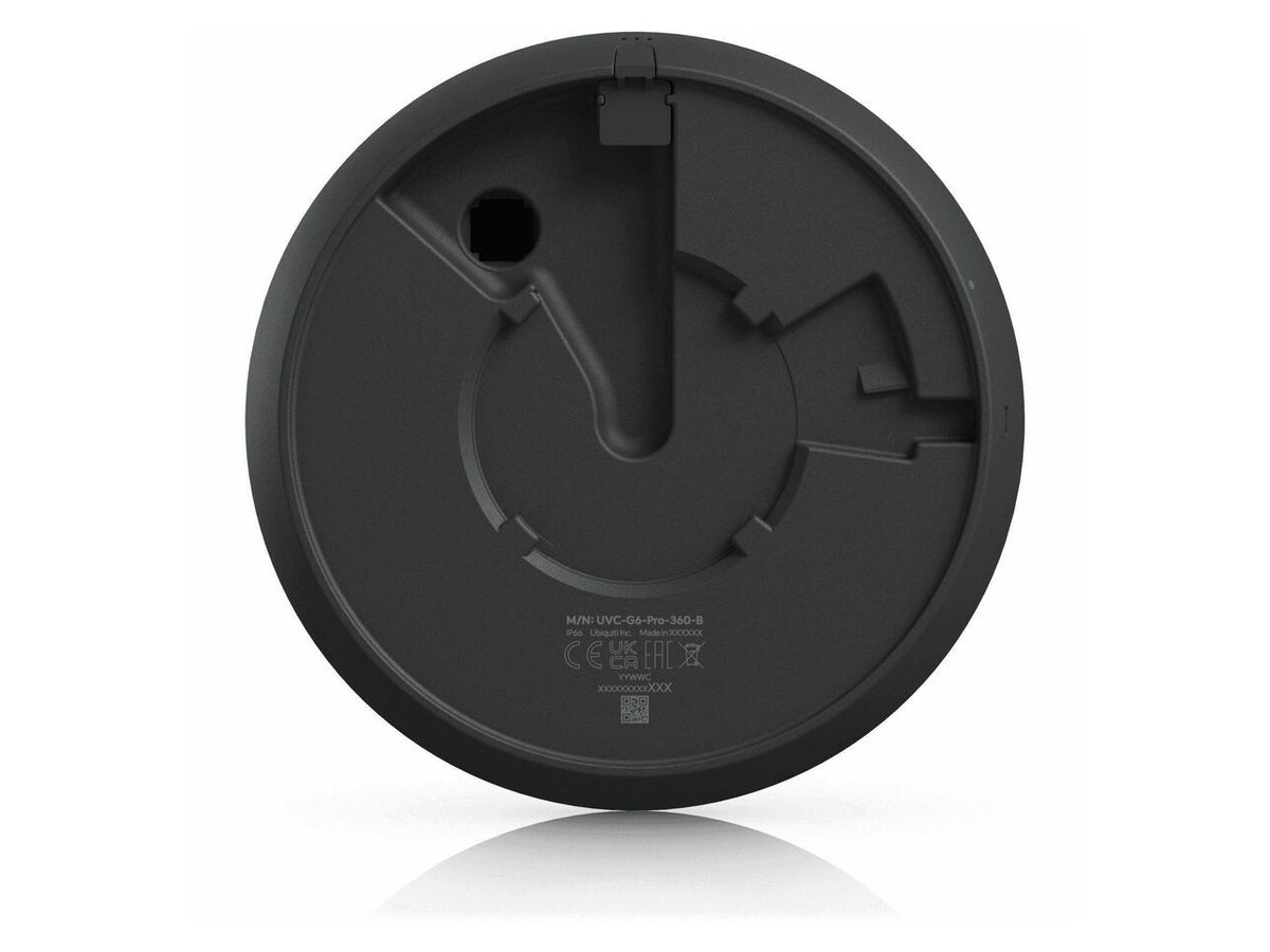 Close up of the Ubiquiti G6 Pro 360 camera lens and housing details
