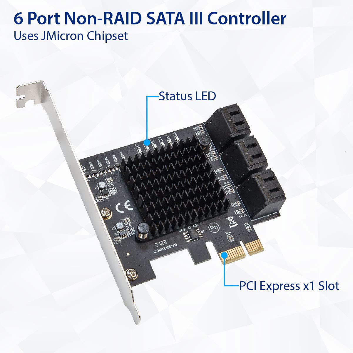 6 Port SATA III to PCIe 3.0 x1 NON-RAID Expansion Card