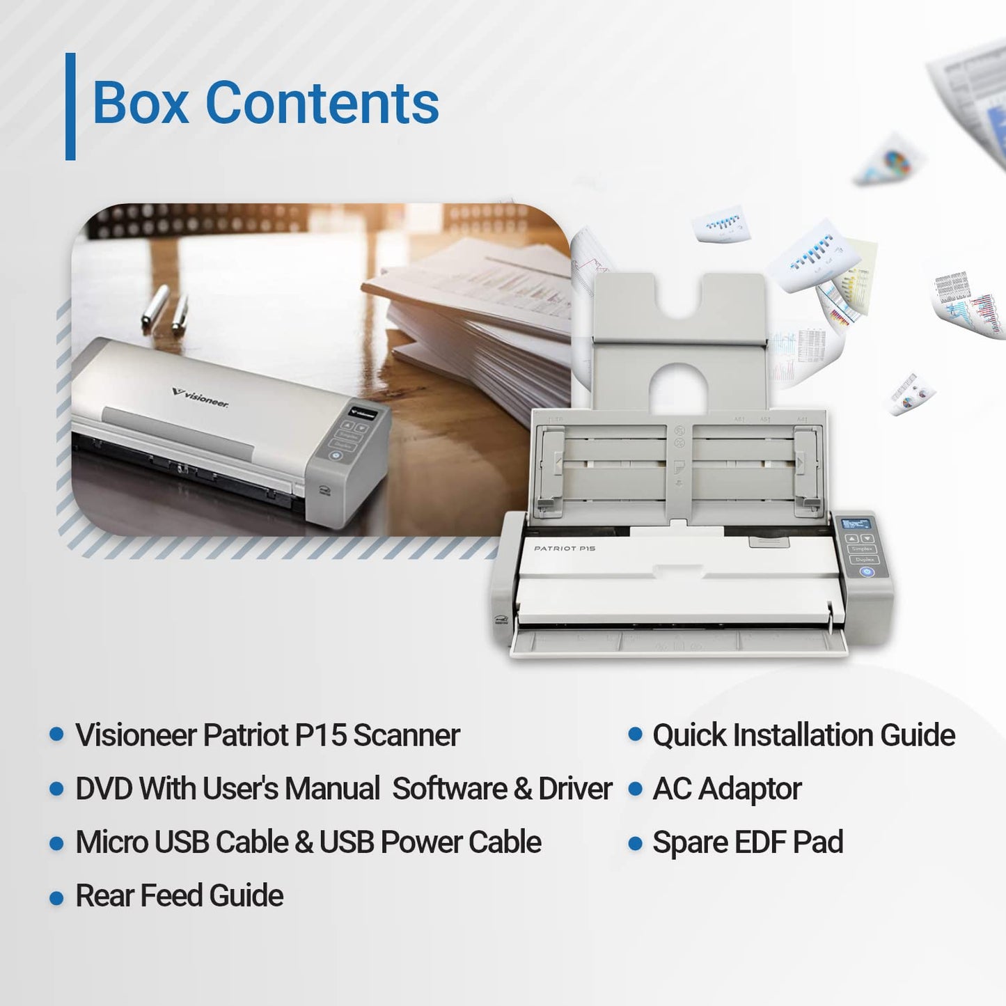 Visioneer Patriot P15 Portable Duplex Document Scanner