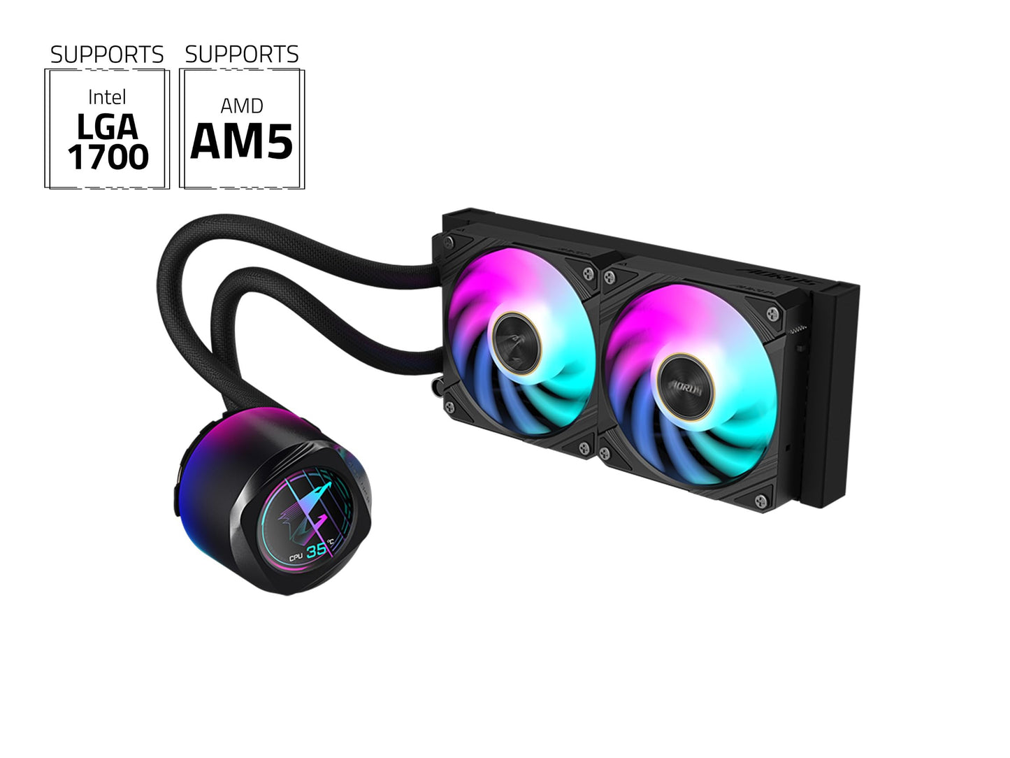 AORUS WATERFORCE X II 240 Liquid CPU Cooler, 240mm Radiator with 2x 120mm low