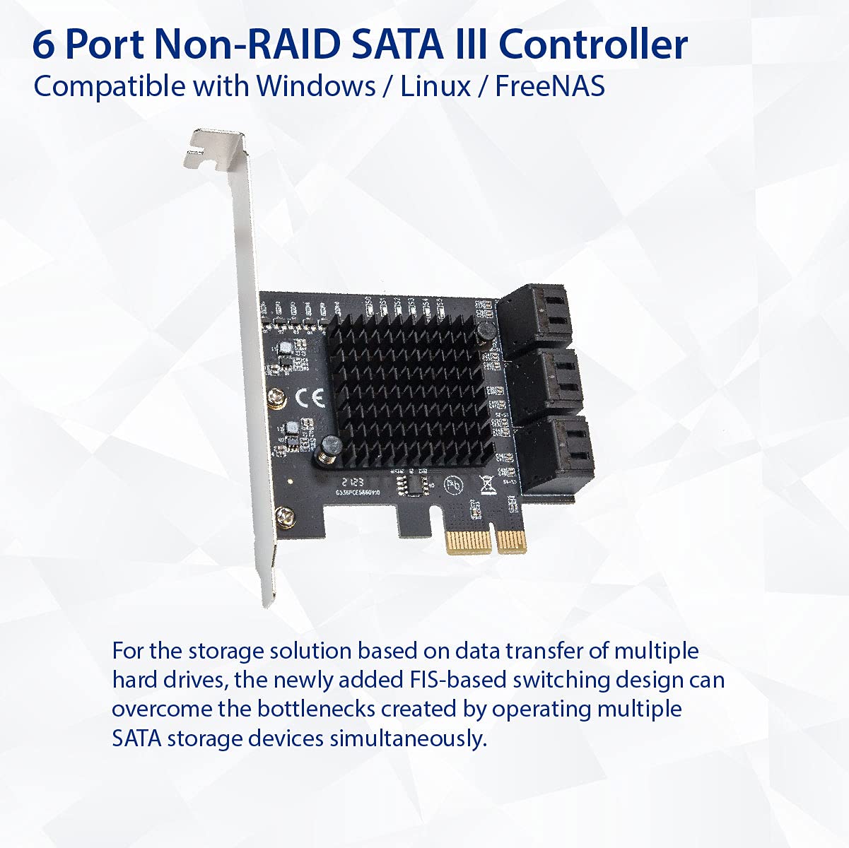 6 Port SATA III to PCIe 3.0 x1 NON-RAID Expansion Card