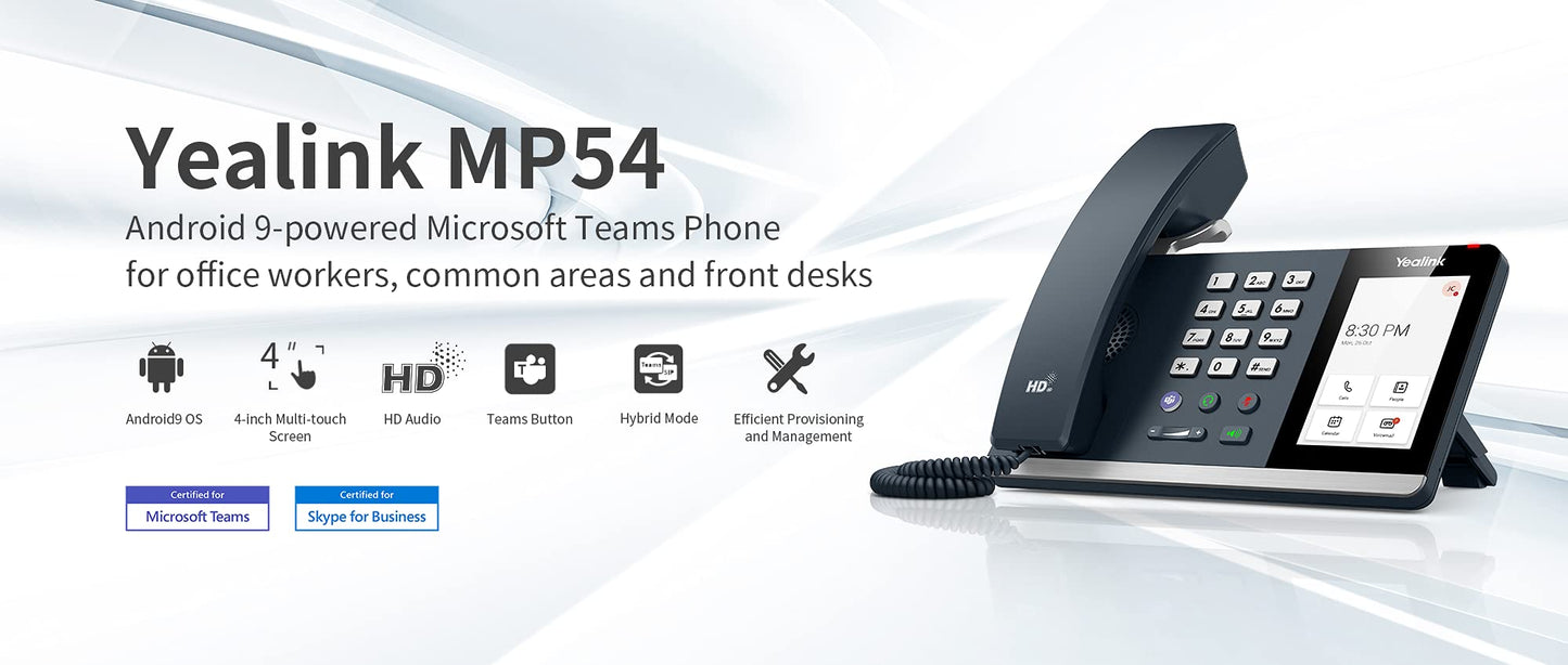 YEALINK MP54 Teams - 1301198, Microsoft Phone, Touch Screen, Optimal HD audio,