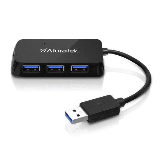 Aluratek AUH2304F 4-Port USB 3.0 SuperSpeed Hub with Attached Cable