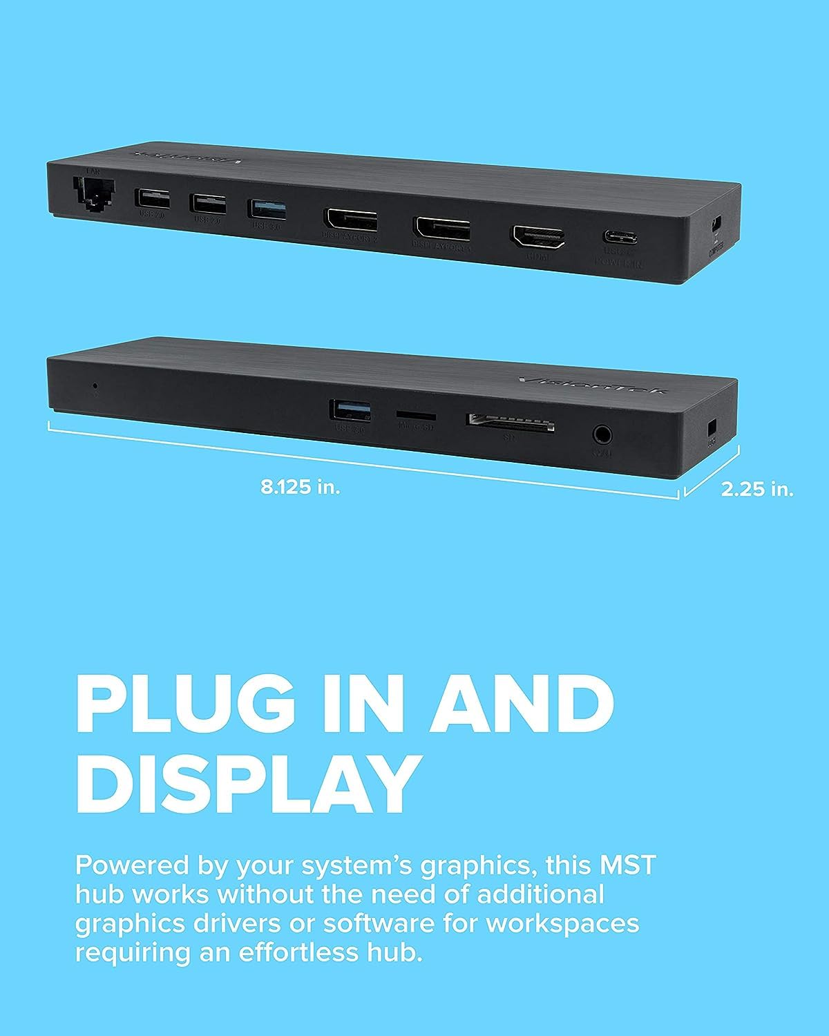 VisionTek VT2000 USB C Display Docking Station with Power Passthrough 901284