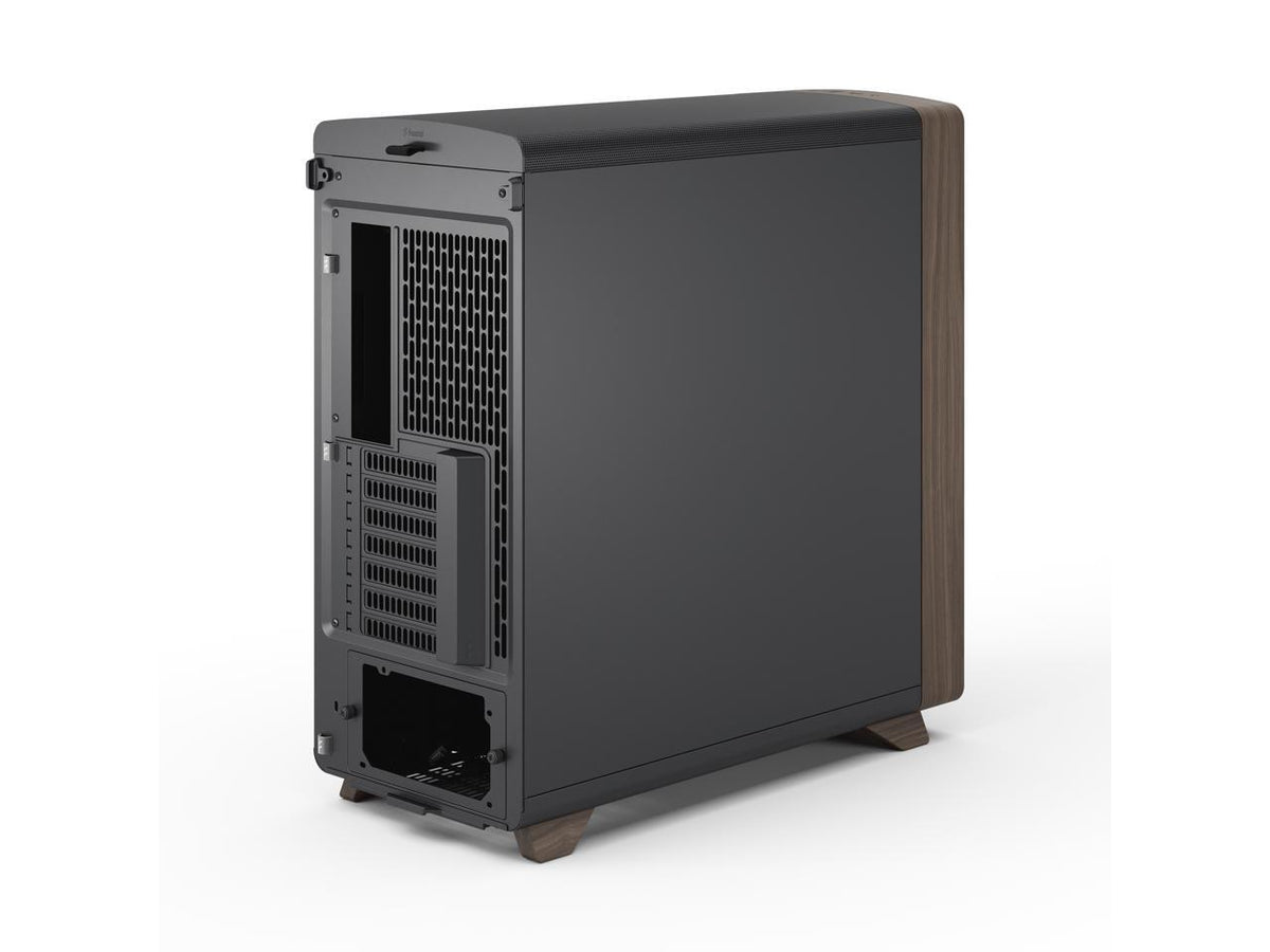 Close up of front I/O ports on Fractal Design mid-tower chassis