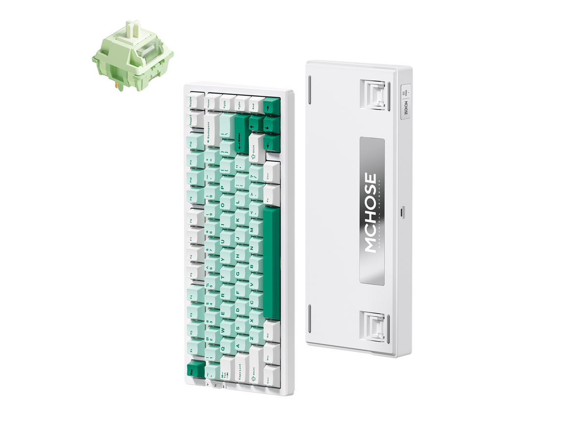 Top-down view of MCHOSE G75-9A Green RT keyboard showcasing the color and design