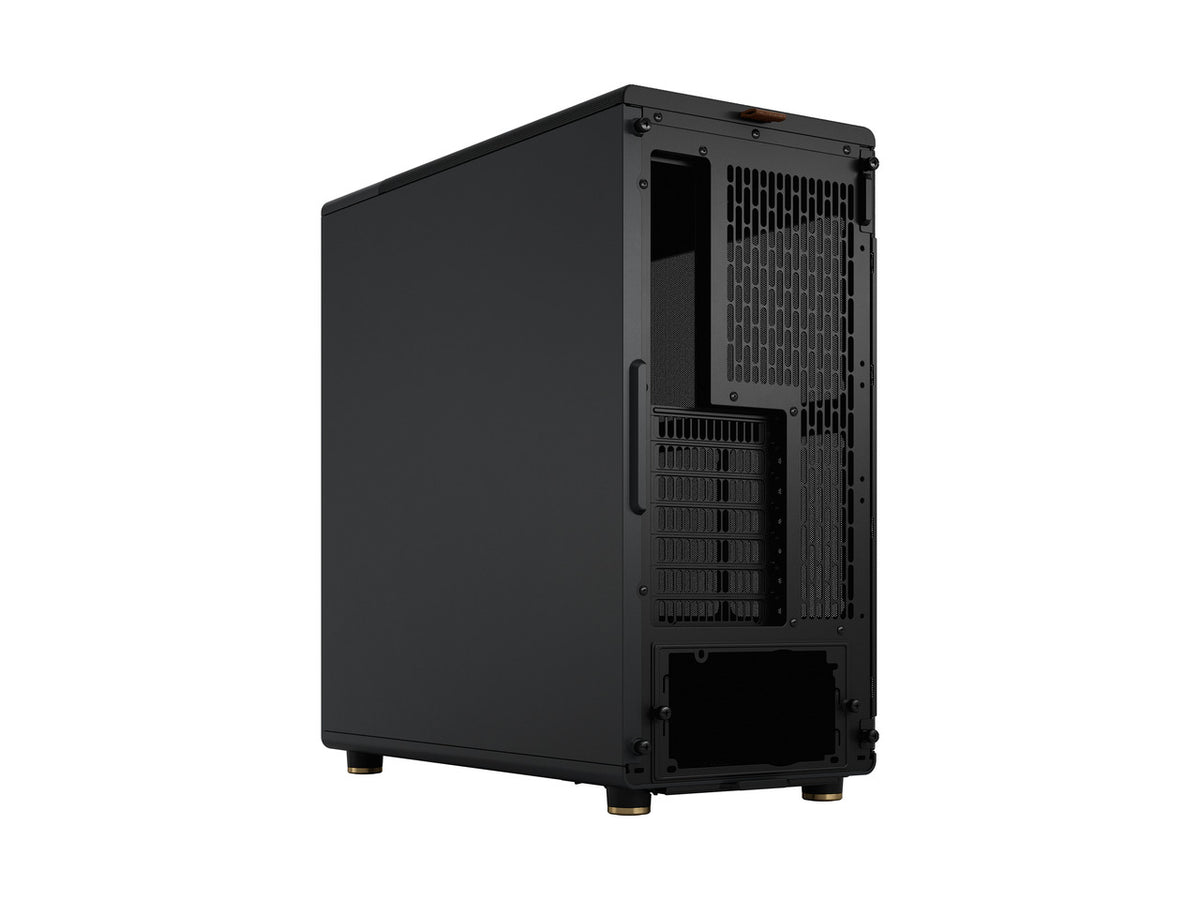 Rear and side profile of the Fractal Design North Charcoal Black mid-tower PC case