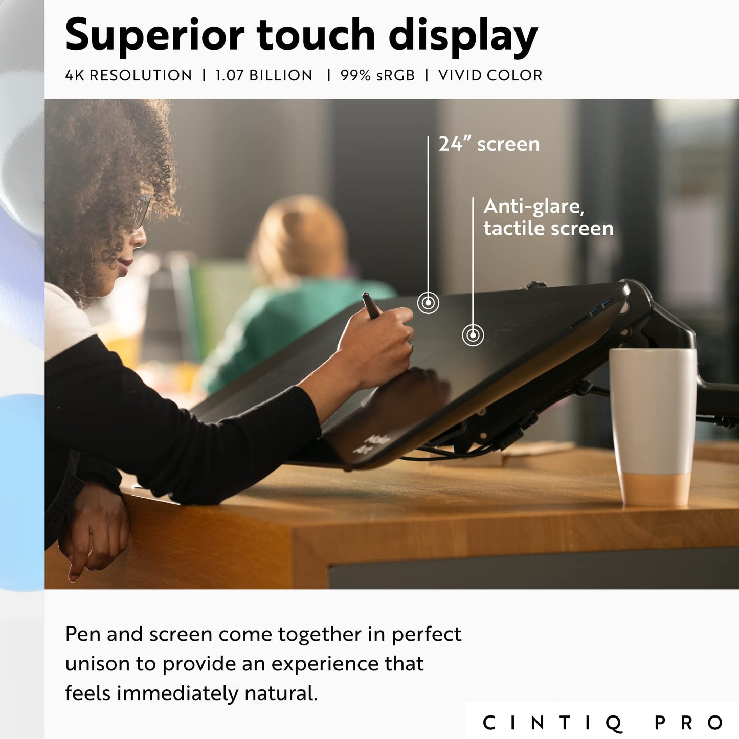 Wacom Cintiq Pro 24 Creative Pen and Touch Display - 4K Graphic Drawing Monitor