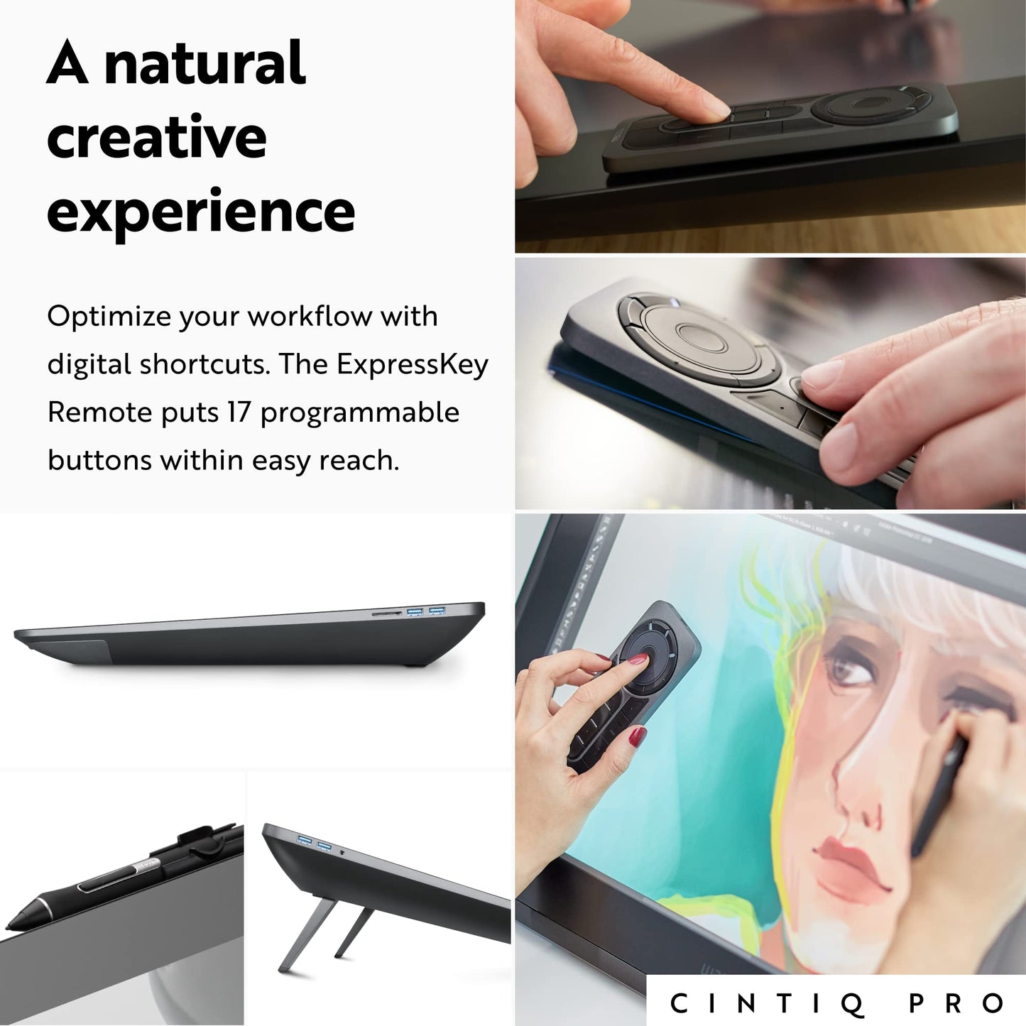 Wacom Cintiq Pro 24 Creative Pen and Touch Display - 4K Graphic Drawing Monitor