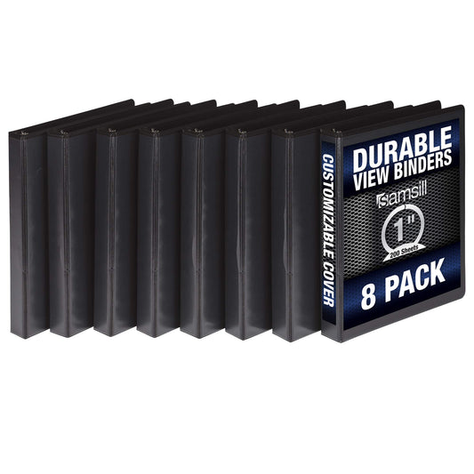 Samsill Durable 1" 3-Ring View Binders Black (S88430)