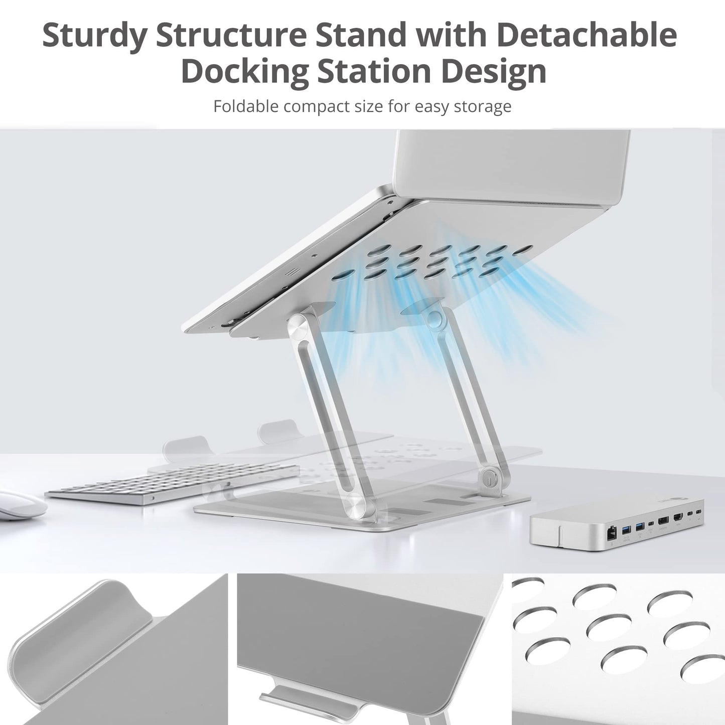 USB-C Laptop Adjustable Stand w/Dual 4K MST Docking Station - USB-C Laptop Stand