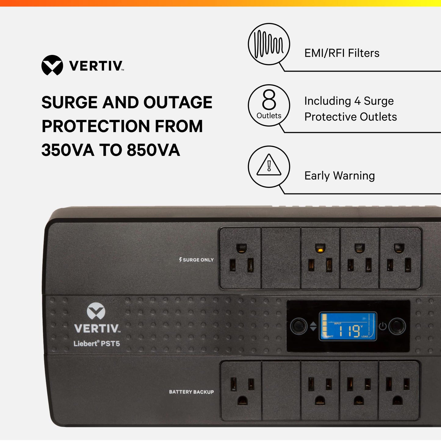 Vertiv Liebert PST5 PST5-660MT120 660 VA 400W 8 Outlets UPS