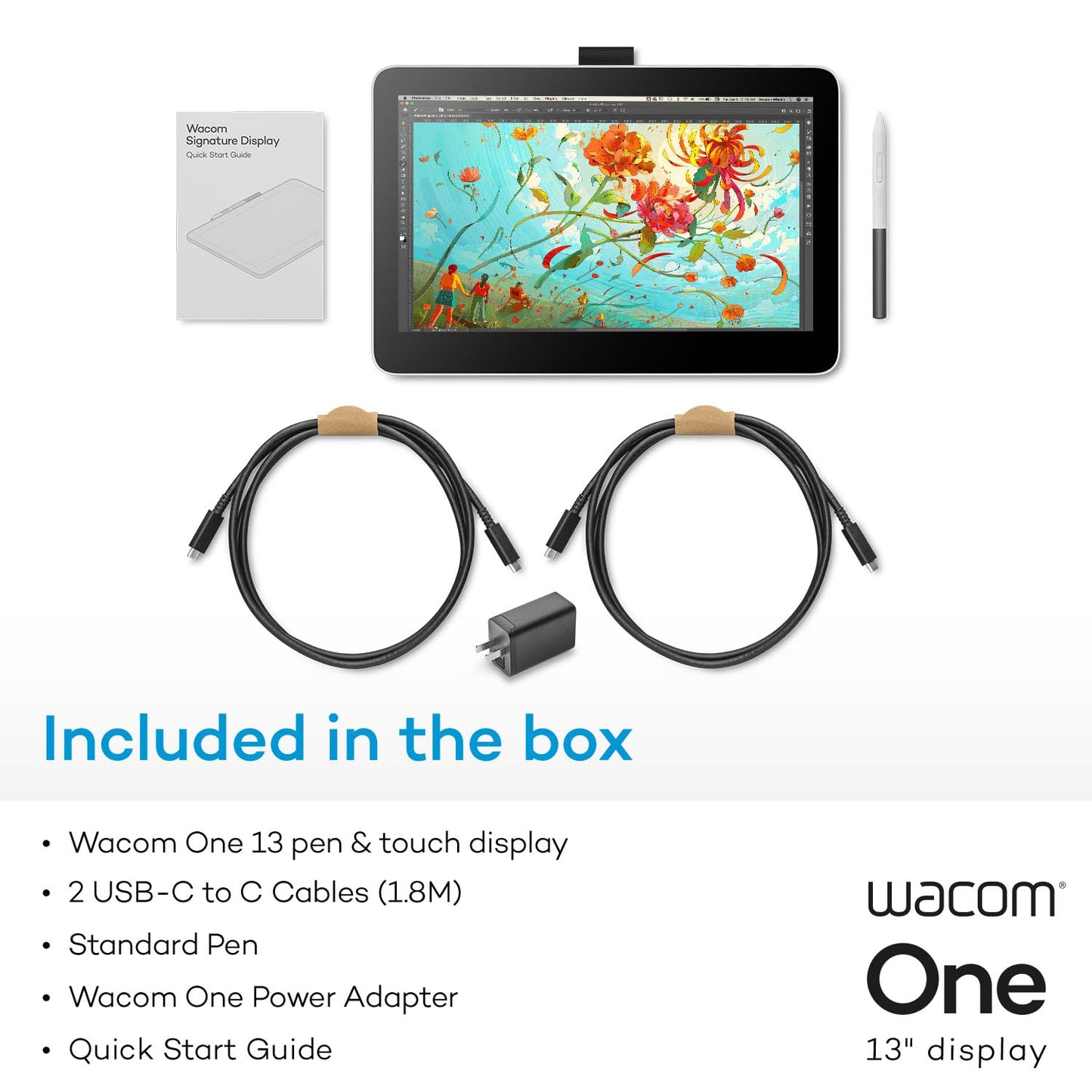 Wacom One Pen/Touch Display 13T USB-C Gen 2023 (DTH134W0A)