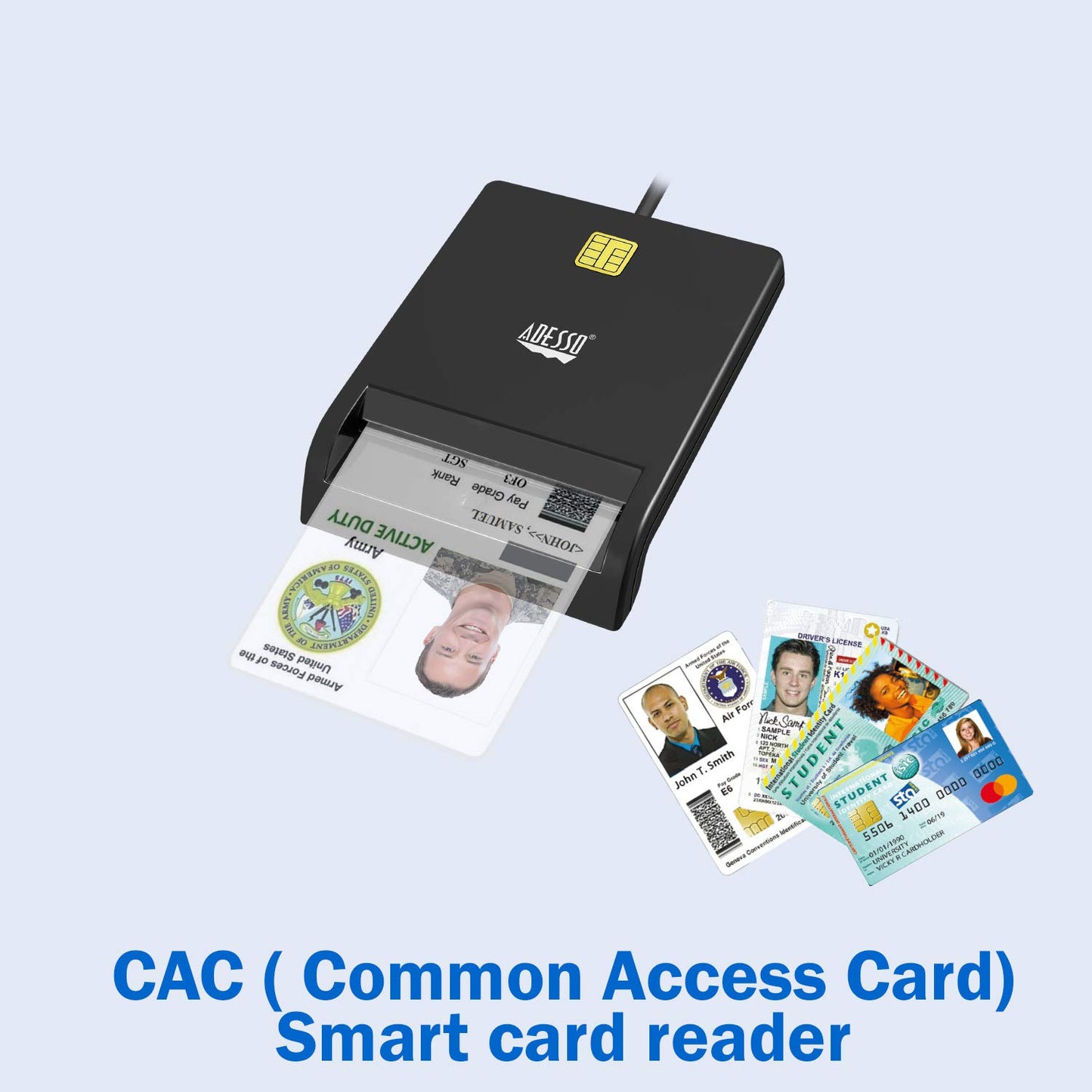 ADESSO SCR-100 ADESSO TAA CAC USB SMART CARD READER, WORKS FOR WINDOWS AND MAC