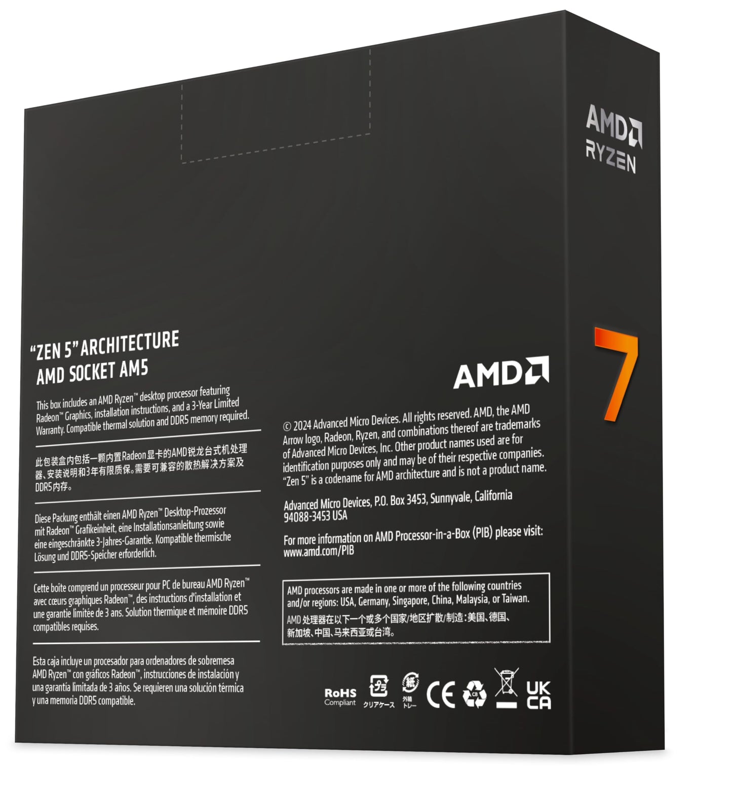 AMD Ryzen 7 9700X - Ryzen 7 9000 Series Granite Ridge (Zen 5) 8-Core 3.8 GHz -