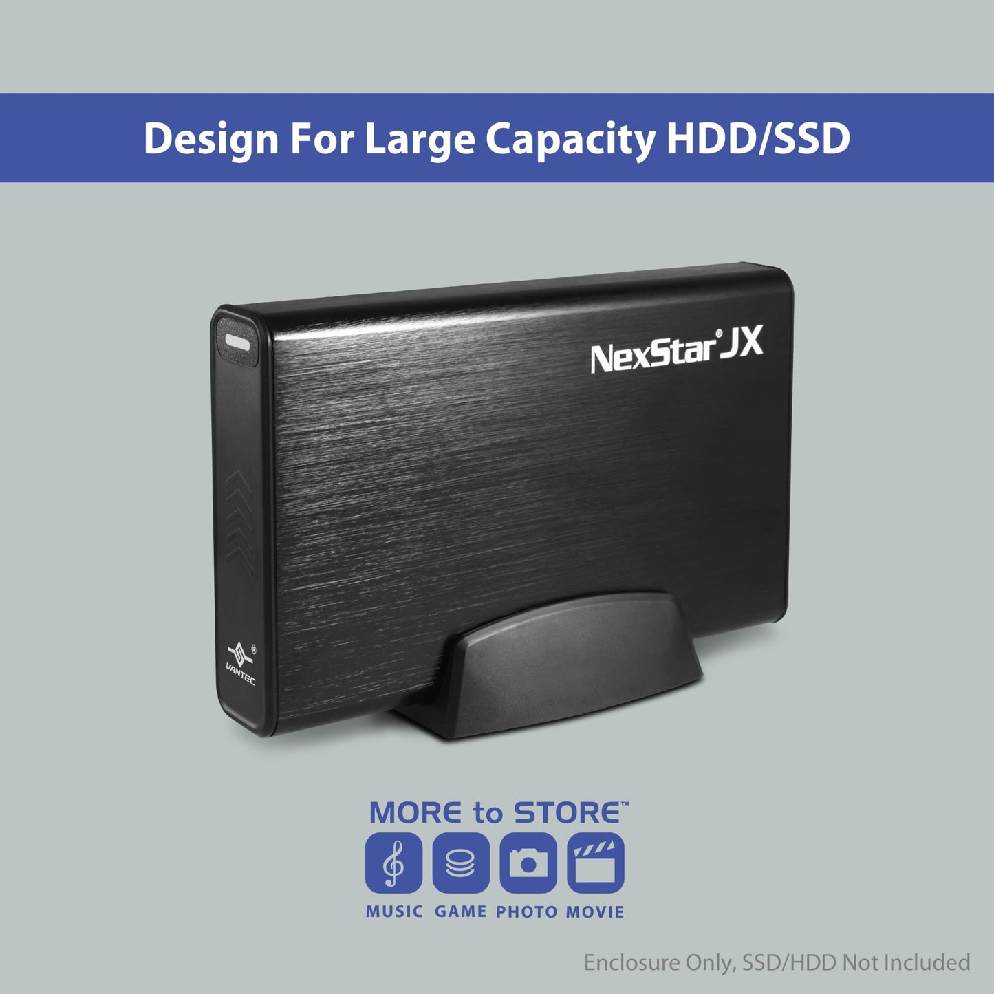 Vantec NexStar JX USB 3.2 Gen1x1, 3.5" or 2.5” SATA III HDD/SSD Drive Enclosure