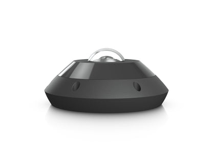 Side angle view of the black Ubiquiti UniFi Protect G6 Pro 360 camera