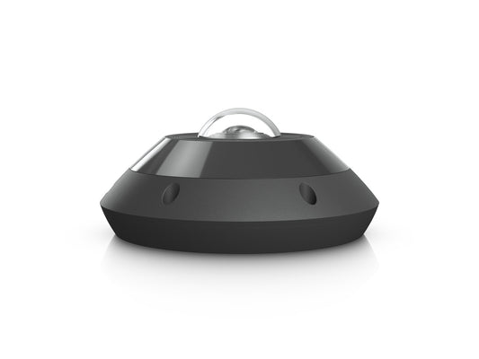 Side angle view of the black Ubiquiti UniFi Protect G6 Pro 360 camera