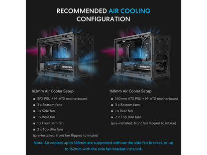 Internal view of the B4-mATX case showing 360mm AIO radiator support