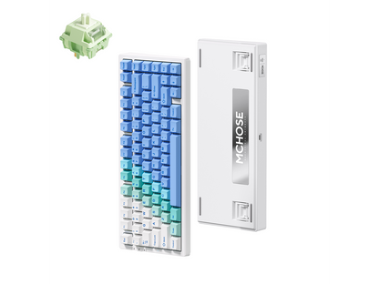 Close up of MCHOSE G75 PRO Arctic Snow V2 mechanical keyboard layout and keycaps