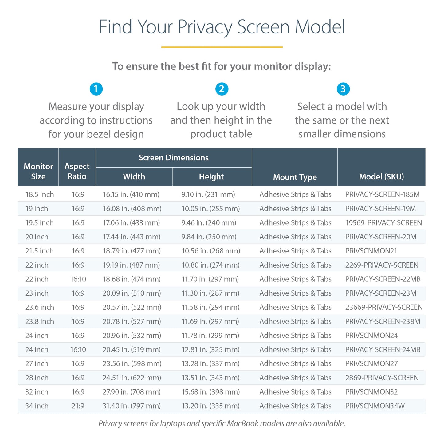 23" Monitor Privacy Screen - Universal - Matte Or Glossy - 16:9 Aspect Ratio -