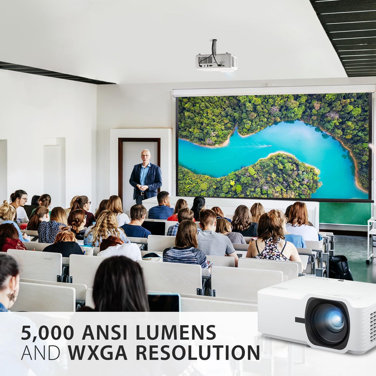 ViewSonic LS740W 5000 Lumens WXGA Laser Projector with 1.3x Optical Zoom, H/V