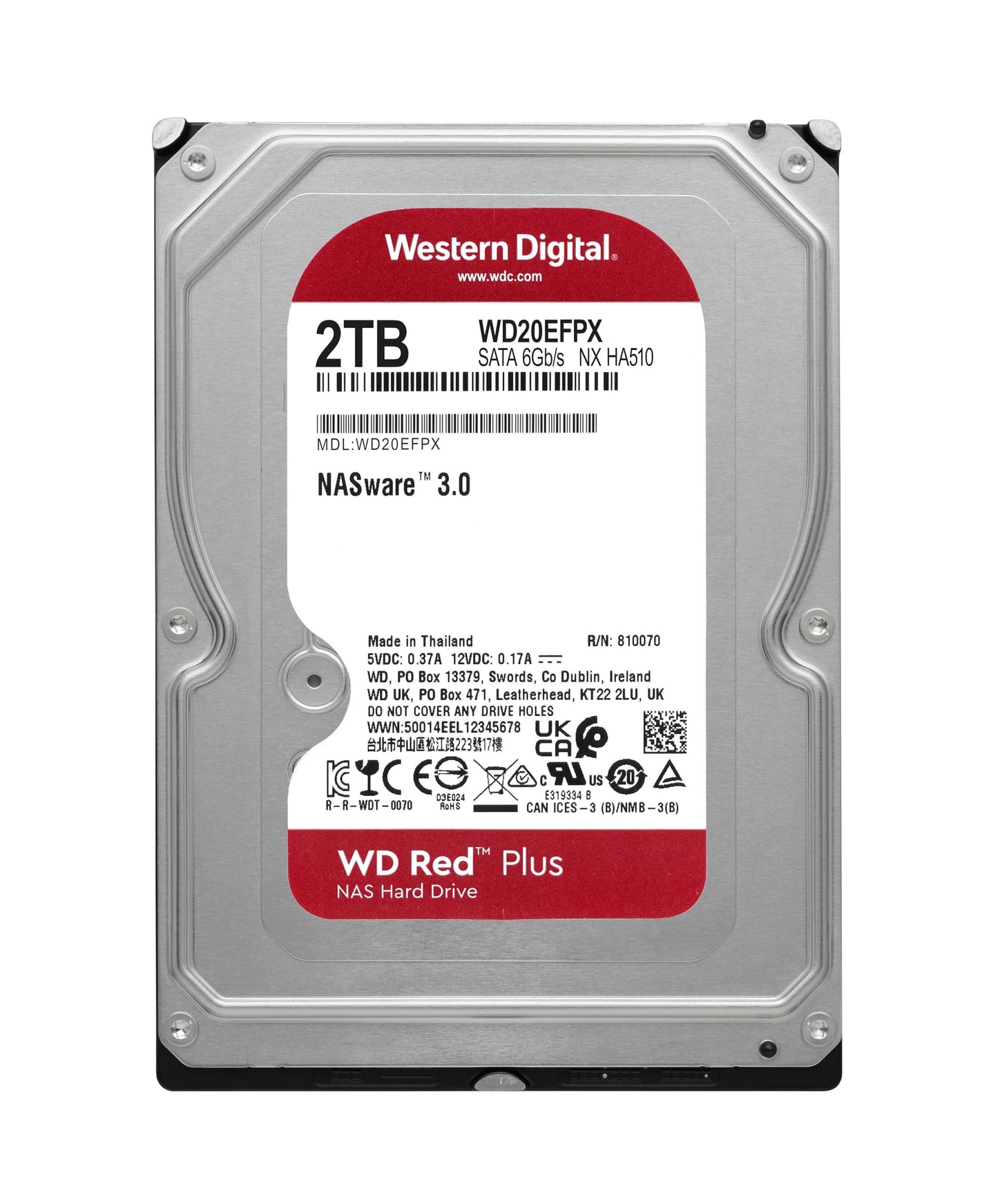 WD Red Plus 2TB NAS Hard Disk Drive - 5400 RPM Class SATA 6Gb/s, CMR, 64MB