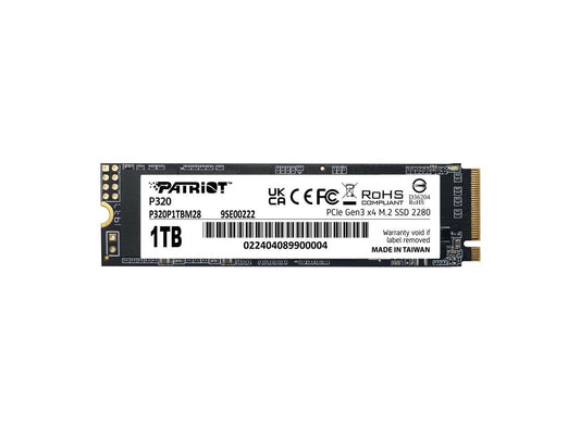 Patriot Viper P320 M.2 PCIe x4 NVMe 1TB SSD angled view showing Viper logo and model label