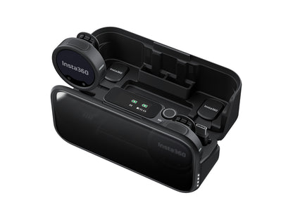 Close up view of the Insta360 2-person wireless microphone transmitter